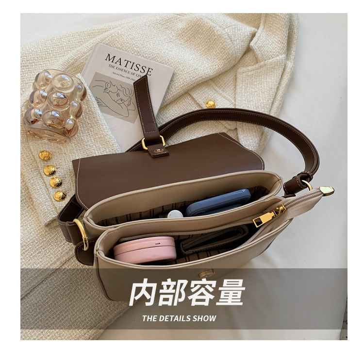 Realaiot Contrast color Saddle bag Armpit bag New Quality PU Leather Women's Designer Handbag Luxury brand Shoulder Messenger Bag Valentines Day