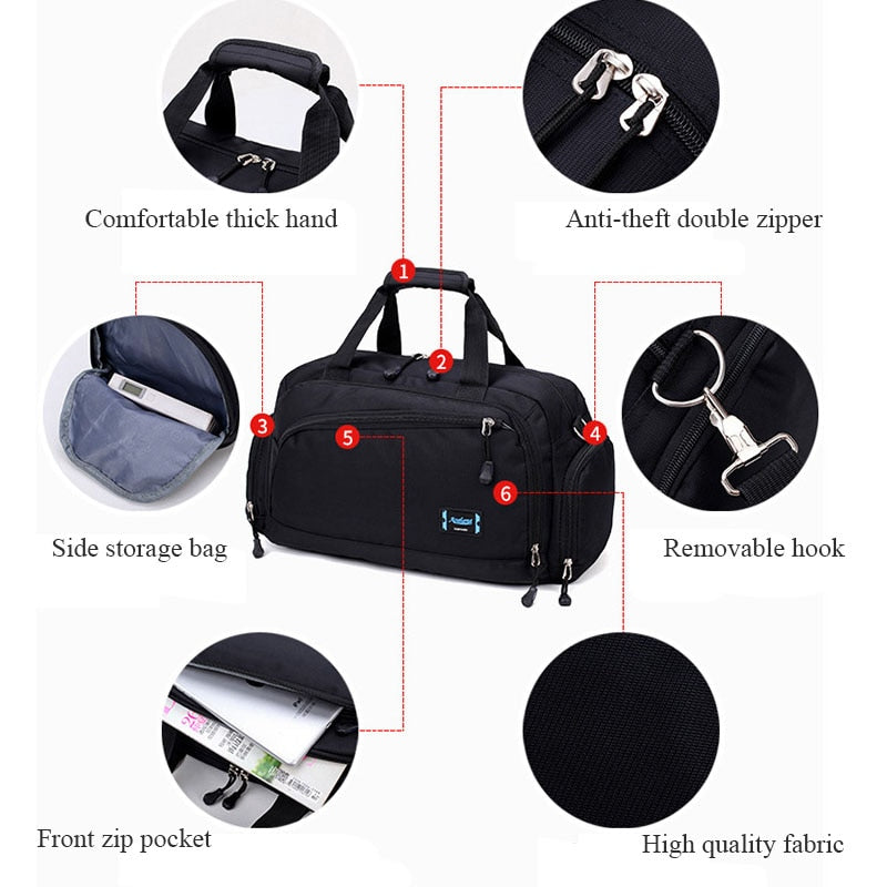 Realaiot Waterproof Shoulder Duffels Bag Men Women Short Trip Storage Tote  Clothes Electronic Product Pouch Weekend Traveling Organizer