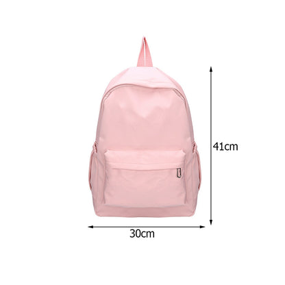 Realaiot Teen School Bag for Girls Backpack Solid Color Women Bookbags Middle Student Schoolbag Large Black Cute Flowers Nylon Bagpack