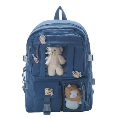 Cyflymder Large-capacity Cute Women Multi-Pocket Nylon Backpack Ins Junior High School Student School Bag Female Girl Backpack Laptop Book