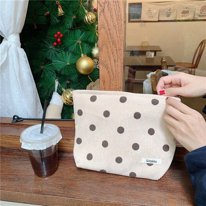 Realaiot Dot Women Cosmetic Bag Retro Design Ladies Storage Clutch Purse Bags Fashion Checkerboard Girls Student Small Handbags