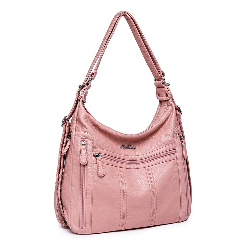 Realaiot Large Capacity Women Handbag Pu Leather Crossbody Bag Female Multifunction Shoulder Bag Pink sac a main femme