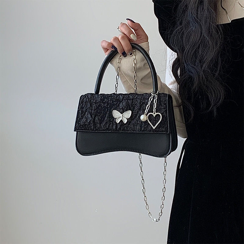 Realaiot Girly Cute Crossbody Bags Women Butterfly Heart Female Shoulder Bag With Chain Womens Handbag Korea Trendy Purses