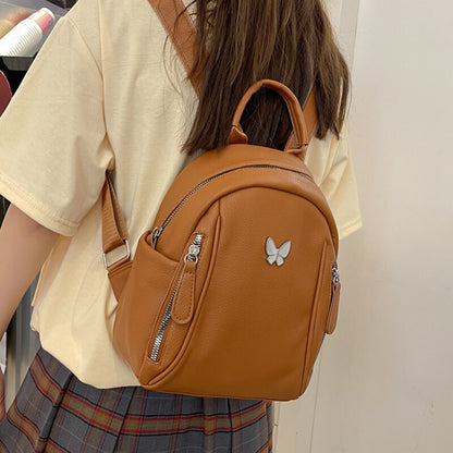 Realaiot Fashion Women Backpack High Quality Luxury Leather Bagpack Solid Color Small Designer School Bag for Girl Travel Kawaii Backpack