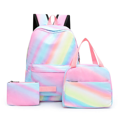 Realaiot 3pcs/set Student Schoolbags Fashion Tie Dye Printing Women Backpack Laptop Bookbags Pencil Case Purse Set for Teenagers Girls