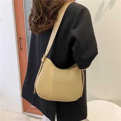 Realaiot Fashion Shoulder Bags for Women Casual Crossbody Bags PU Leather Solid Color Simple Handbags Women's Fashion Casual Bag