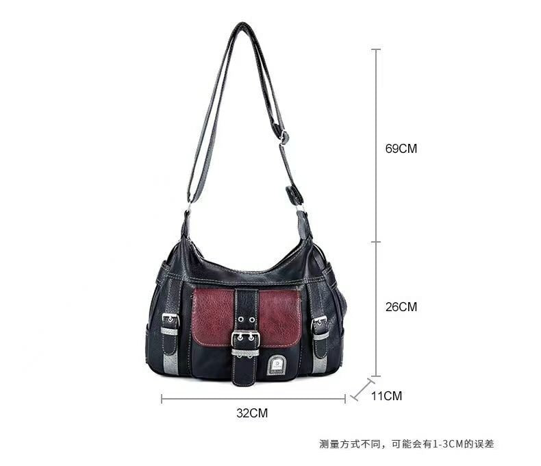 Realaiot Vintage High Quality PU Leather Shoulder Bag tote Women's Hip hop Messenger Bag Large Capacity Handbag Commuter Bag Female