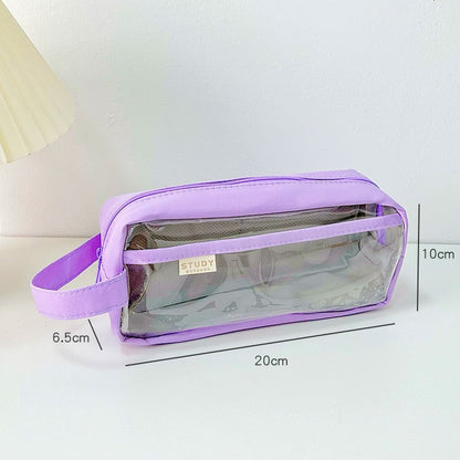 Realaiot Large Capacity Transparent Pencil Bag Aesthetic School Cases Children Stationery Holder Bag Pen Case Students School Supplies