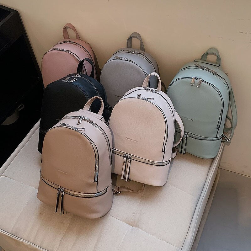 Realaiot Fashion Women Leather Backpack High Quality Teen Girls Shoulder Bag Luxury Designer Backpacks Rucksack Female Daypack Bags