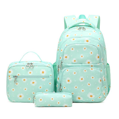 Realaiot Teen Girls School Backpack Kids Bookbag Set with Lunch Box Pencil Case Travel Laptop Backpack Casual Daypacks