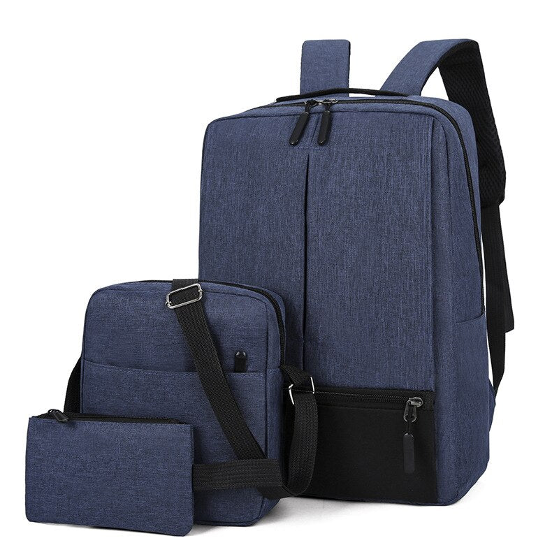 Realaiot 15 Inch Unisex Multifunction Large Capacity Men‘s Backpacks Waterproof Oxford Travel Backpack Student Laptop Mochila 3 PCS Set