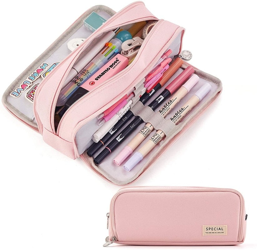 Realaiot Kawaii Pencil Cases Large Capacity Pencil Bag Pouch Holder Box for Girls Office Student Stationery Organizer School Supplies