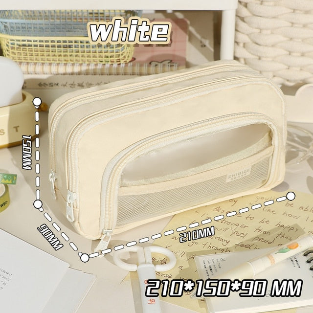 Realaiot Large Capacity Pencil Bag Aesthetic School Cases Stationery Holder Kids Pen Bag Big Stationery Box School Students Supplies