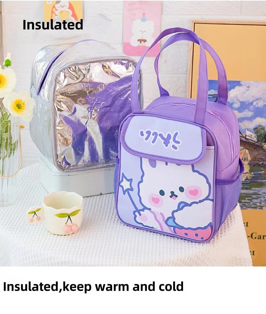 Realaiot Kawaii Lunch Bag Women Cute Bear Picnic Travel Thermal Breakfast Box Girls School Child Convenient Lunch Box Tote Food Bags 118