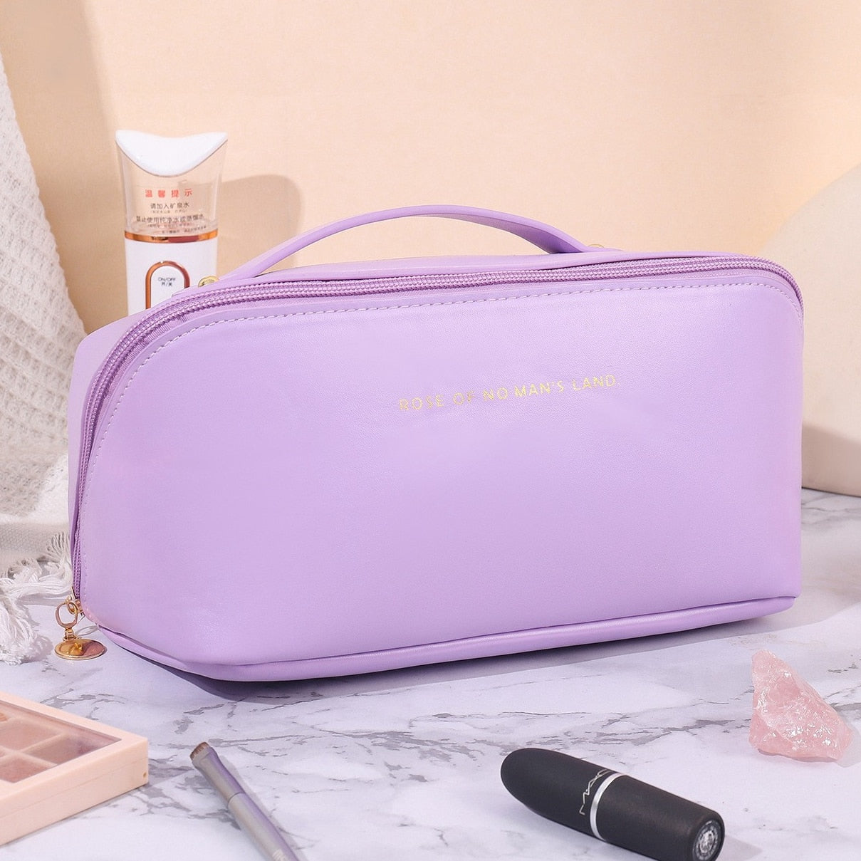 Cyflymder Large Travel Cosmetic Bag for Women Makeup Organizer Female Toiletry Bags Leather High-capacity Cosmetic Case Storage Pouch