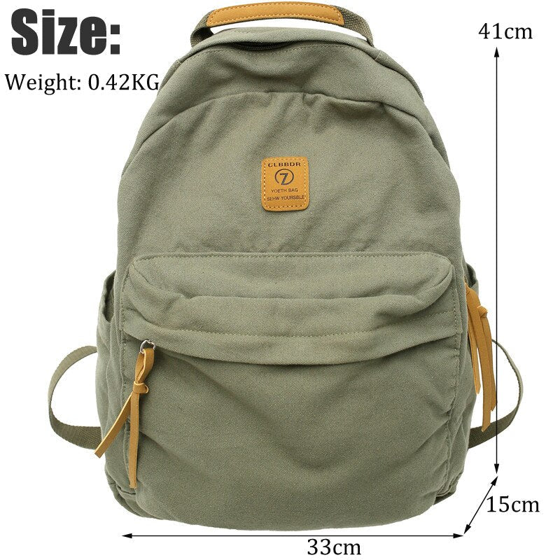 Cyflymder New Casual Cool Girl Boy Canvas Green Laptop Student Bag Trendy Women Men College Bag Female Backpack Male Lady Travel Backpack