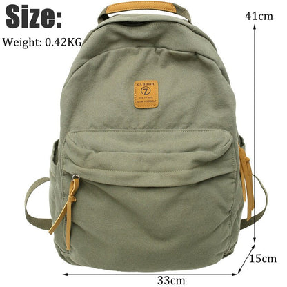 Cyflymder New Casual Cool Girl Boy Canvas Green Laptop Student Bag Trendy Women Men College Bag Female Backpack Male Lady Travel Backpack