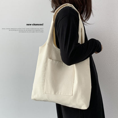 Cyflymder Shopping Bag Woman Bag Pure Color Series Beige Reusable Harajuku Commuter Simple Large Capacity Fashion Tote Bag