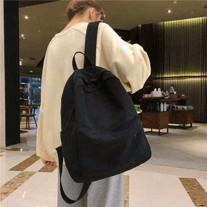 Cyflymder New Trend Large-capacity Simple Solid School Female Backpack Cotton Canvas School Bag Students Satchel White Black Bags