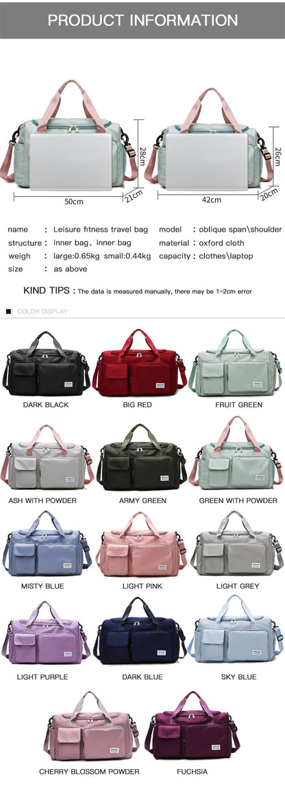 Cyflymder Large Capacity Women's Travel Bag Casual Weekend Travel Handbag Ladies Sports Yoga Luggage Bags Multifunction Crossbody