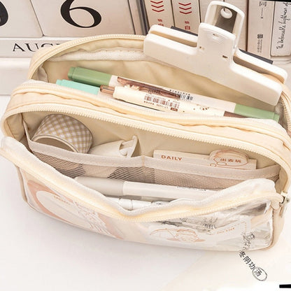 Cyflymder Multi Layer Transparent Pencil Bag Large Capacity Stationery Holder Box Student Zipper Pencil Pouch Children School Supplies