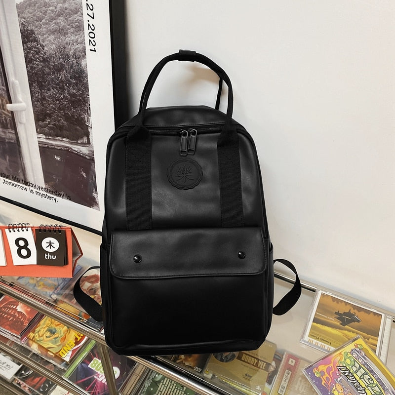 Realaiot High Quality PU Leather Woman Backpack Large Capacity School Bag Unisex Laptop Backpack Fashion Travel Rucksack Bagpack Mochila