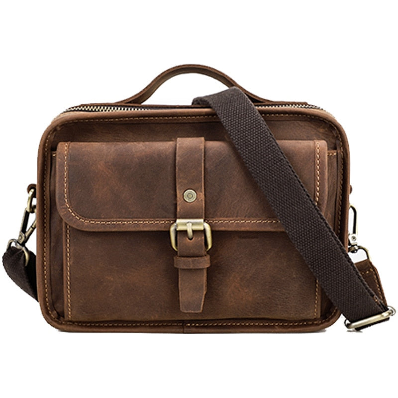 Cyflymder Shoulder Bag Vintage Crossbody Bags High Quality Bag Genuine Leather Handbag Capacity Men Messenger Bags for 7.9 inch iPad