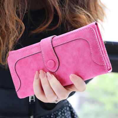 Cyflymder Many Departments Faux Suede Long Wallet Women Matte Leather Lady Purse High Quality Female Wallets Card Holder Clutch Carteras