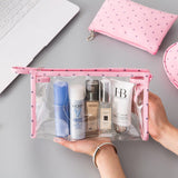 Realaiot 3 Set Casual Women Travel Cosmetic Bag PVC Leather Zipper Make Up Transparent  Makeup Case Organizer Storage Pouch Toiletry Bags