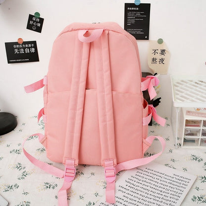 Realaiot 5 in 1 Set Cute Pendant Women Backpacks Large Capacity Canvas Leisure Travel Bookbag Fashion College Student Schoolbag For Girls