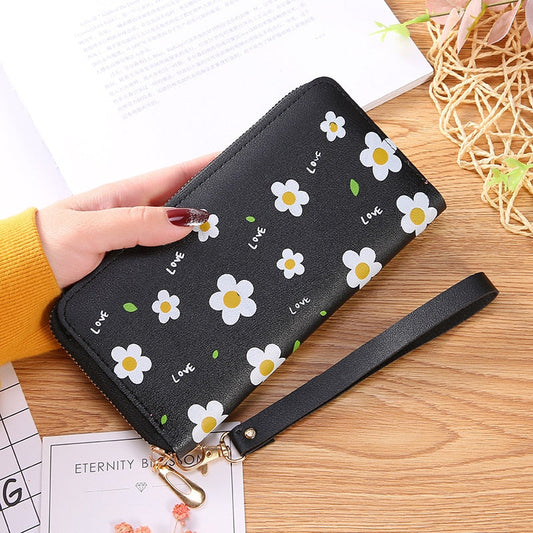 Cyflymder Print Women Long Wallets PU Leather Large-Capacity Zipper Purse Mobile Phone Clutch Money Bag  ID Credit Card Holder