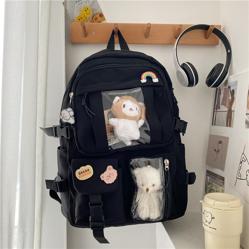 Cyflymder Large-capacity Cute Women Multi-Pocket Nylon Backpack Ins Junior High School Student School Bag Female Girl Backpack Laptop Book