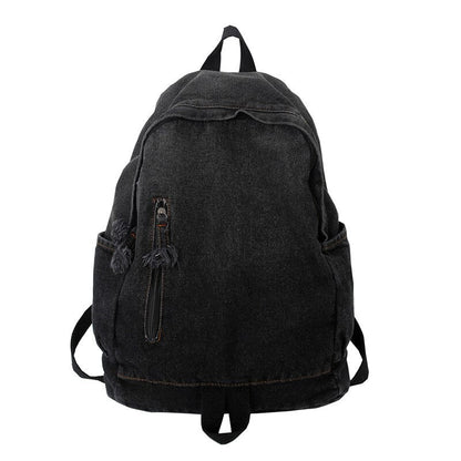 Realaiot Women's Bag Trend Gradient Denim Fabric Women's Backpack Men's Fashion Travel Backpack Unisex Student Bag Mochilas Escolare