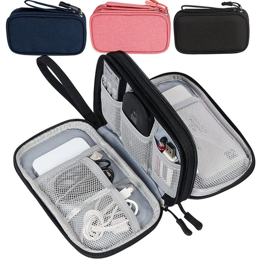 Realaiot Travel Organizer Bag Cable Storage Organizers Pouch Carry Case Portable Waterproof Double Layers Storage Bags For Cable Cord