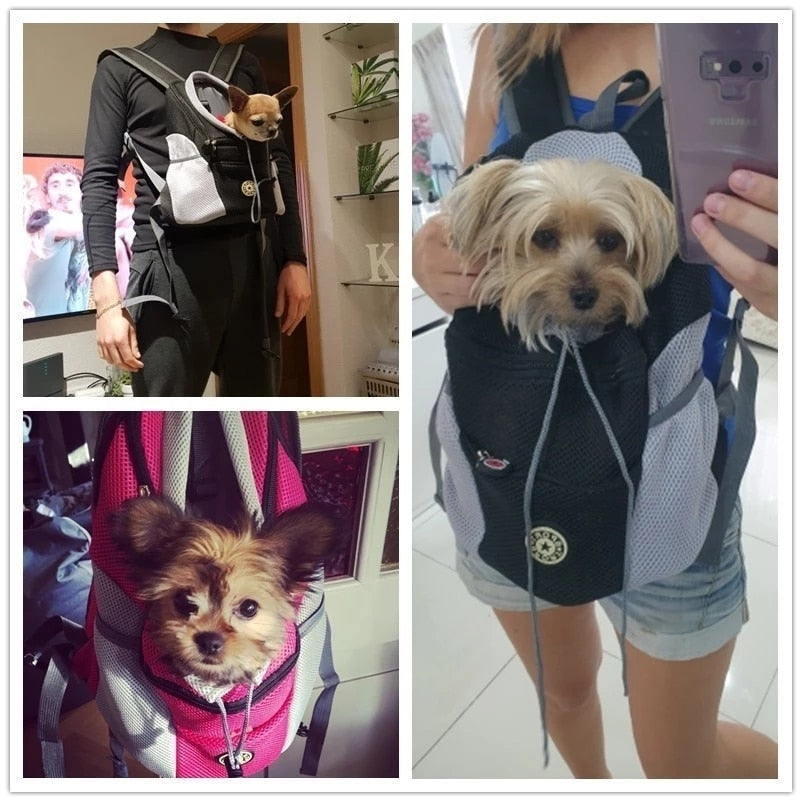 Cyflymder Outdoor Pet Dog Carrier Bag Portable Travel Backpack Breathable Mesh Bag Out Double Shoulder Carrier Bag for Small Cats Dogs