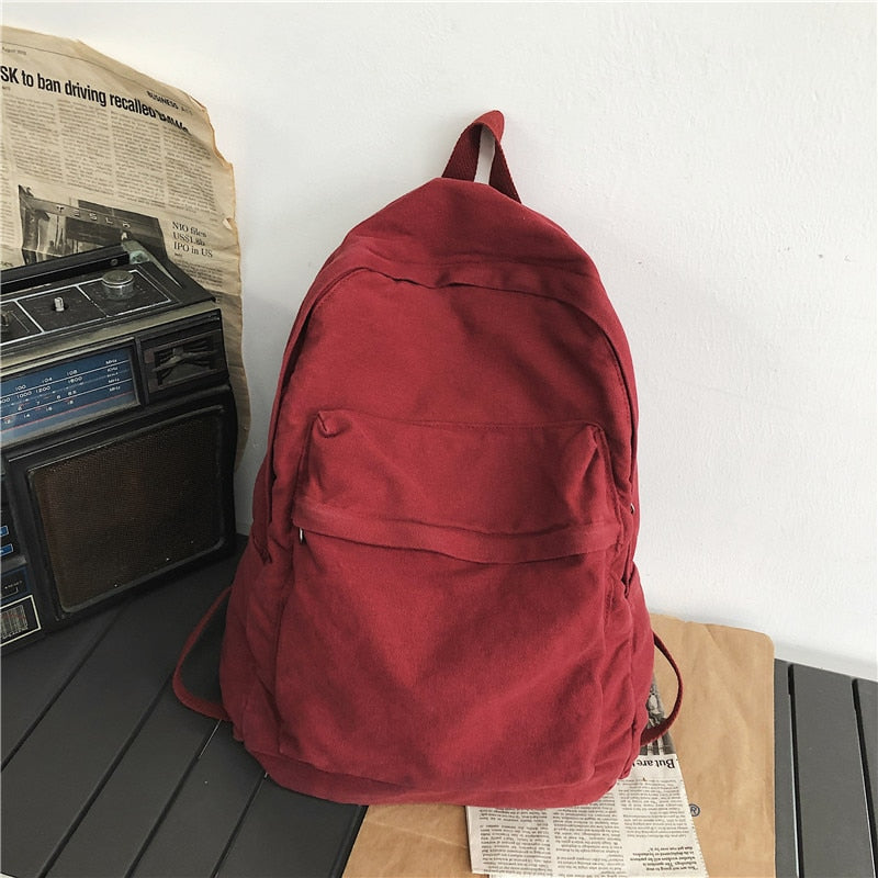 Realaiot Vintage Casual Backpack Women Travel Bag Vintage High Capacity Solid Women's Backpack Girls Men Canvas Student Zipper School Bag