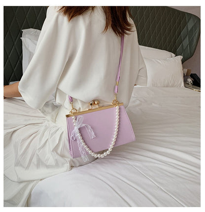 Realaiot Vintage Shoulder Bags Women Fashion Pearl Chain Handbag Kiss Lock Designed Brand Women Small Clip Bags Sac Feminina Bolsa