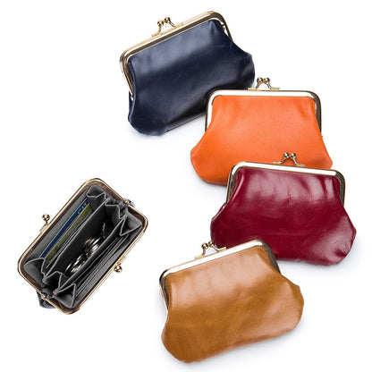 Cyflymder New Vintage Women Cowhide Wallets Female Genuine Leather Purses Portable Large Capacity Money Bag Small Coin Purse Card Holders