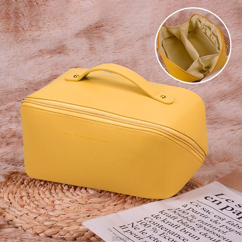 Cyflymder Large-Capacity Travel Cosmetic Bag Portable Leather Makeup Pouch Women Waterproof Bathroom Washbag Multifunction Toiletry Kit