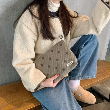 Realaiot Dot Women Cosmetic Bag Retro Design Ladies Storage Clutch Purse Bags Fashion Checkerboard Girls Student Small Handbags