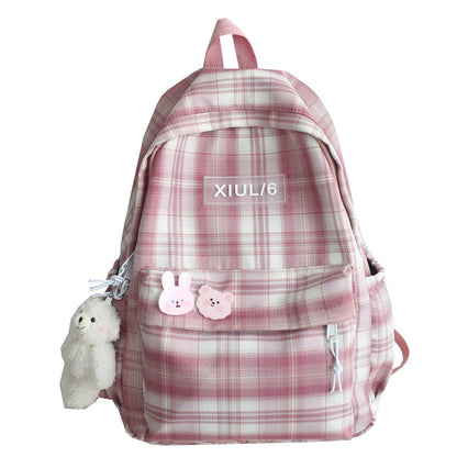 Cyflymder New Women Backpack Female Cool Nylon Travel Bag Fashion Plaid Portable Cute Schoolbag College Teenage Girls Boys Bookbag