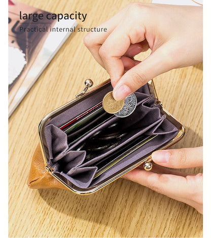 Cyflymder New Vintage Women Cowhide Wallets Female Genuine Leather Purses Portable Large Capacity Money Bag Small Coin Purse Card Holders