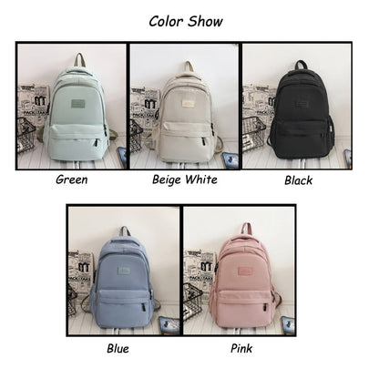 Realaiot Women's Backpack Solid Color Female Multi-pocket Casual Woman Travel Bag High Quality Schoolbag for Teenage Girl Book Knapsack