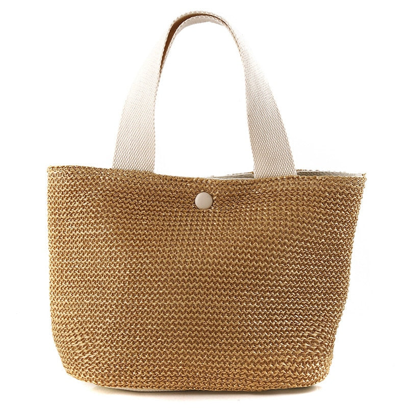 Realaiot Elegant Ladies Straw Woven Handbag Women Holiday Beach Casual Tote Top-Handle Bags Fashion Retro Shoulder Bags