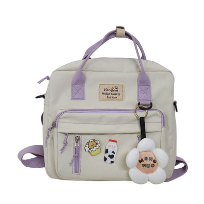 Cyflymder Large-capacity Cute Women Multi-Pocket Nylon Backpack Ins Junior High School Student School Bag Female Girl Backpack Laptop Book