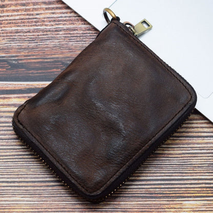 Realaiot Vintage Genuine Leather Men's Zipper Wallet Short Coin Purse Multi Function Card Holders Luxury Male Money Wallet