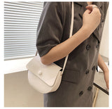 Realaiot Solid Color Simple Mini Saddle Bag PU Leather Crossbody Bags for Women Summer Fashion Sweet Shoulder Handbags