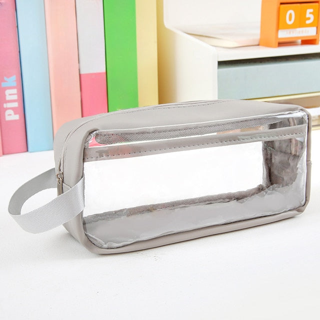 Realaiot Large Capacity Transparent Pencil Bag Aesthetic School Cases Children Stationery Holder Bag Pen Case Students School Supplies