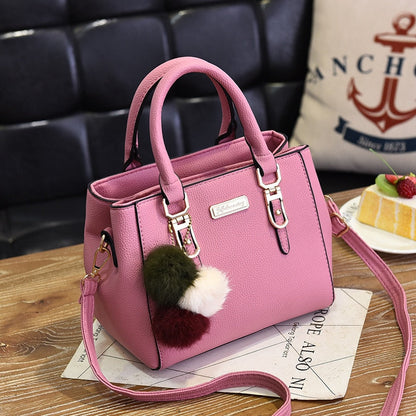 Realaiot Women Beading Pendant Handbag Ladies Embossed Shoulder Bag Ladies Messenger Bag Hairball Bags High Quality Bag