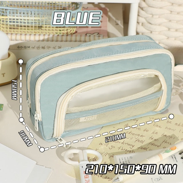 Realaiot Large Capacity Pencil Bag Aesthetic School Cases Stationery Holder Kids Pen Bag Big Stationery Box School Students Supplies